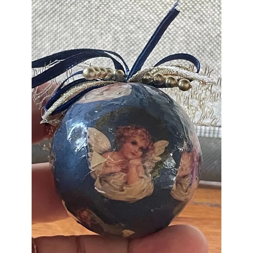 Vintage Giftco Victorian Angel Decoupage Christmas Ornaments Set of 3
